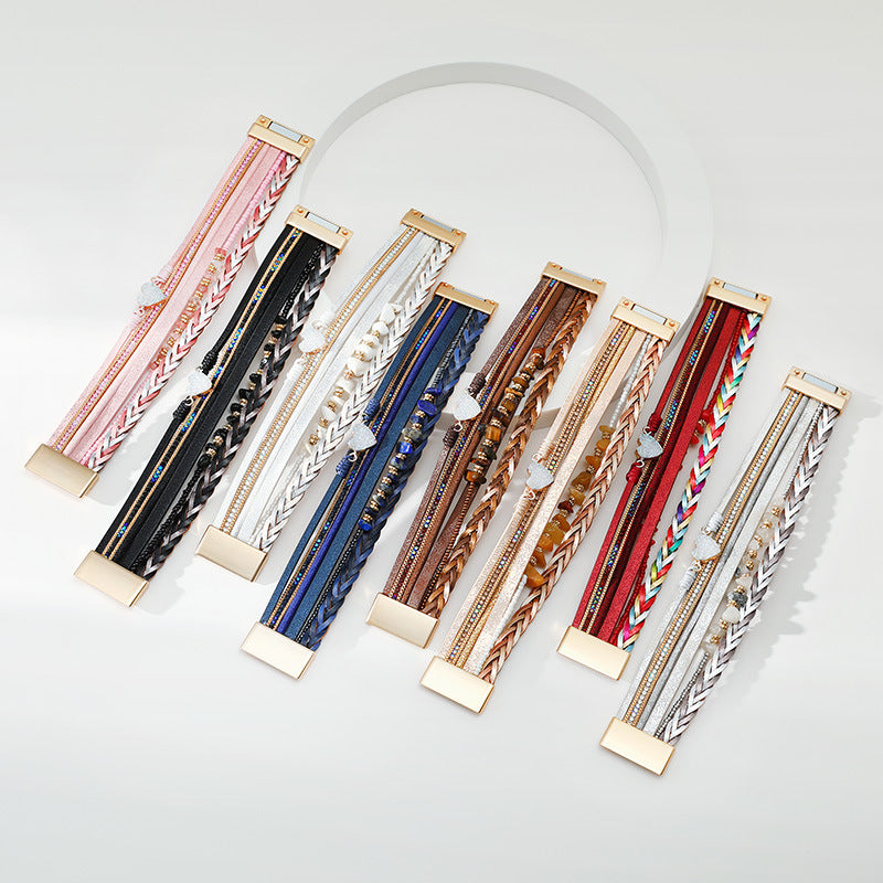 Heart Briaded Multi-Layer Magnetic Bracelet B4064 - view 9
