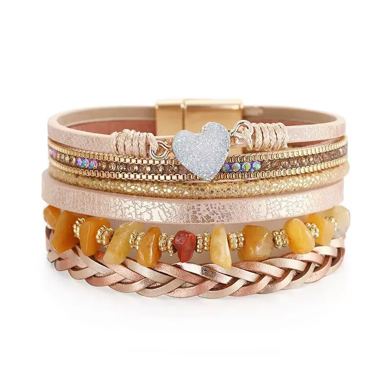 Heart Briaded Multi-Layer Magnetic Bracelet B4064 - view 11