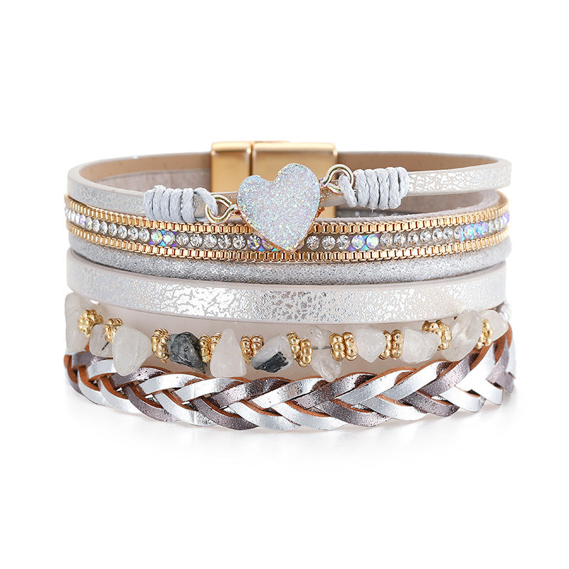 Heart Briaded Multi-Layer Magnetic Bracelet B4064 - view 10