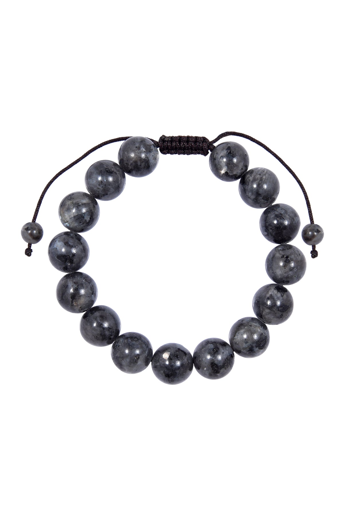 Black Labradorite Stone Braided Bracelet B4120-12MM - view 4