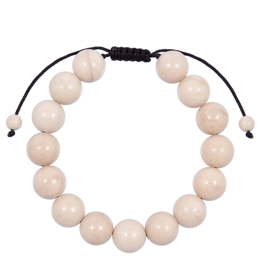 Fossil Stone Braided Shamballa Bracelet B4124-12MM