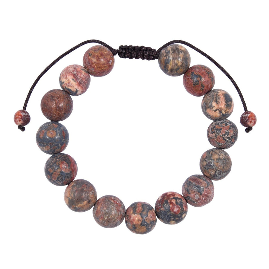 Red Leopard Skin-Matte Stone Braided Shamballa Bracelet B4125-12MM