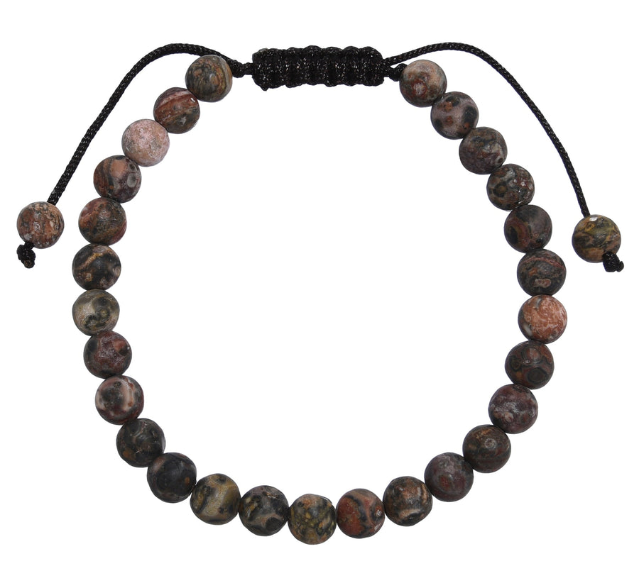 Red Leopard Skin-Matte Stone Braided Shamballa Bracelet B4125-6MM