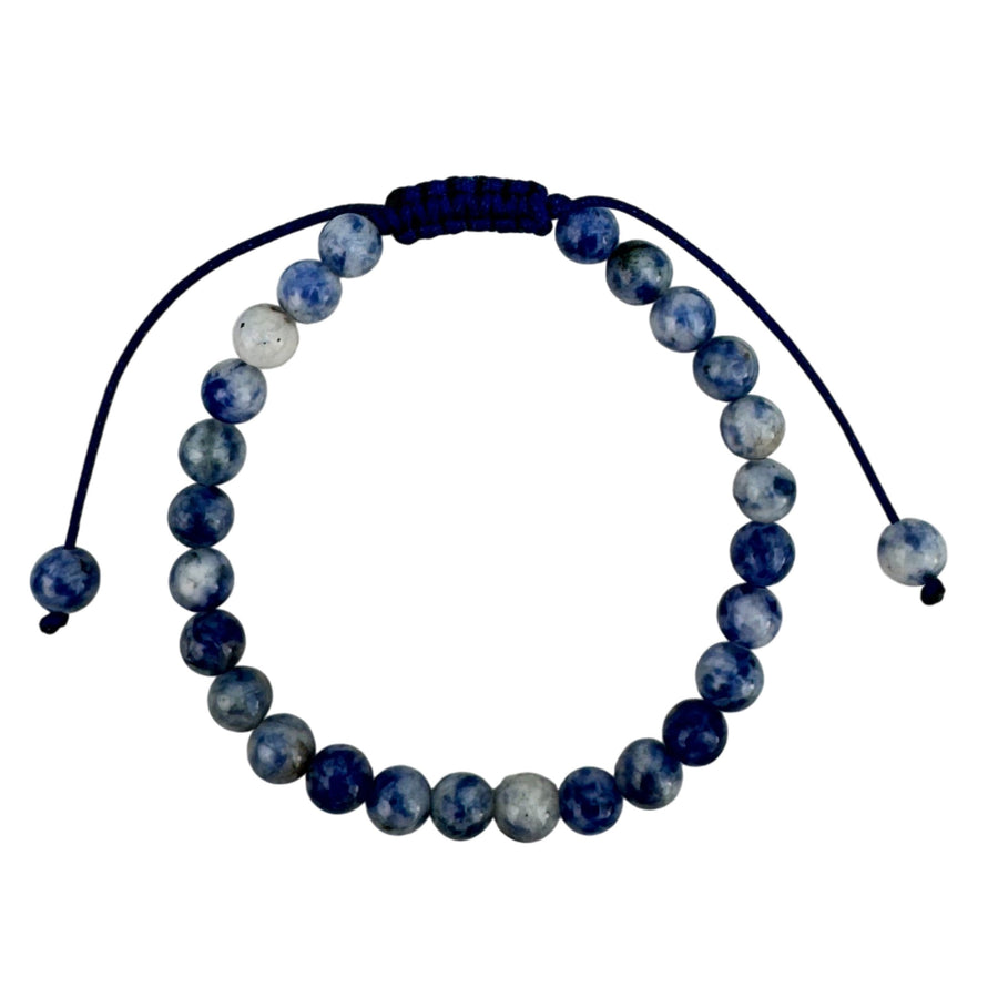 Blue Spot Jasper Stone Braided Shamballa Bracelet B4128-6MM