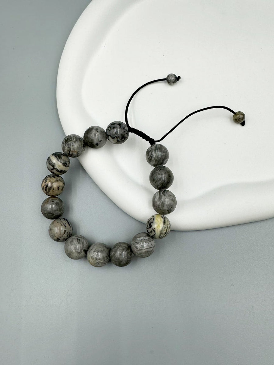 Atlas Jasper Stone Braided Bracelet B4129-12MM