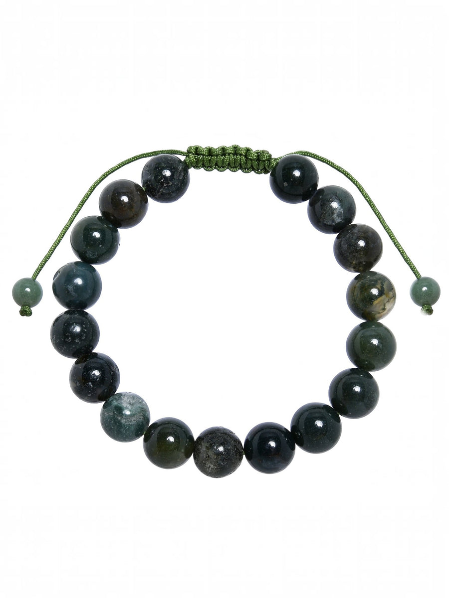 Moss Agate Stone Braided Bracelet B4131-10MM