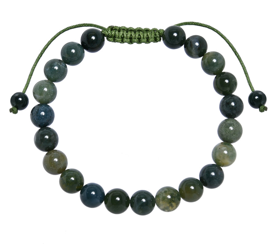 Moss Agate Stone Braided Bracelet B4131-8MM