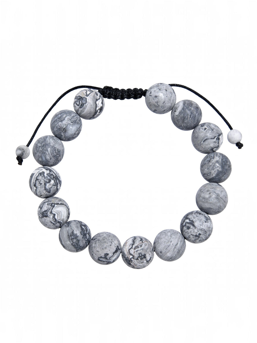Matte Atlas Jasper Braided Shamballa Bracelet B4148-12MM