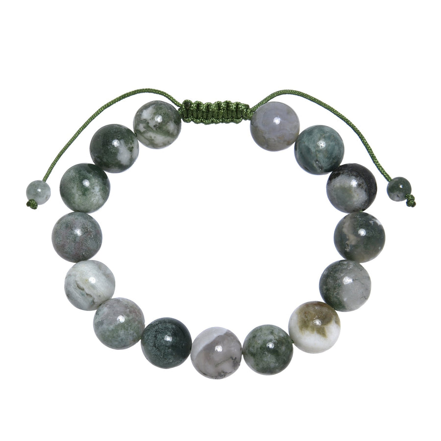 Tree Line Agate Stone Braided Bracelet B4150-12MM