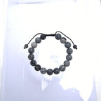 Black Network Stone-Matte Braided Bracelet B4153-8MM - view 8