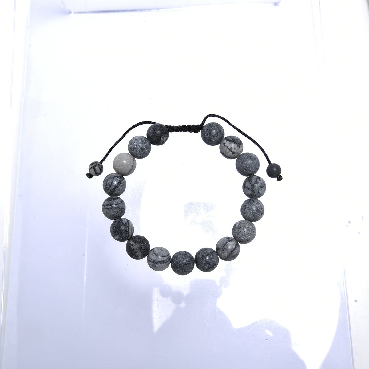 Black Network Stone-Matte Braided Bracelet B4153-8MM - view 8