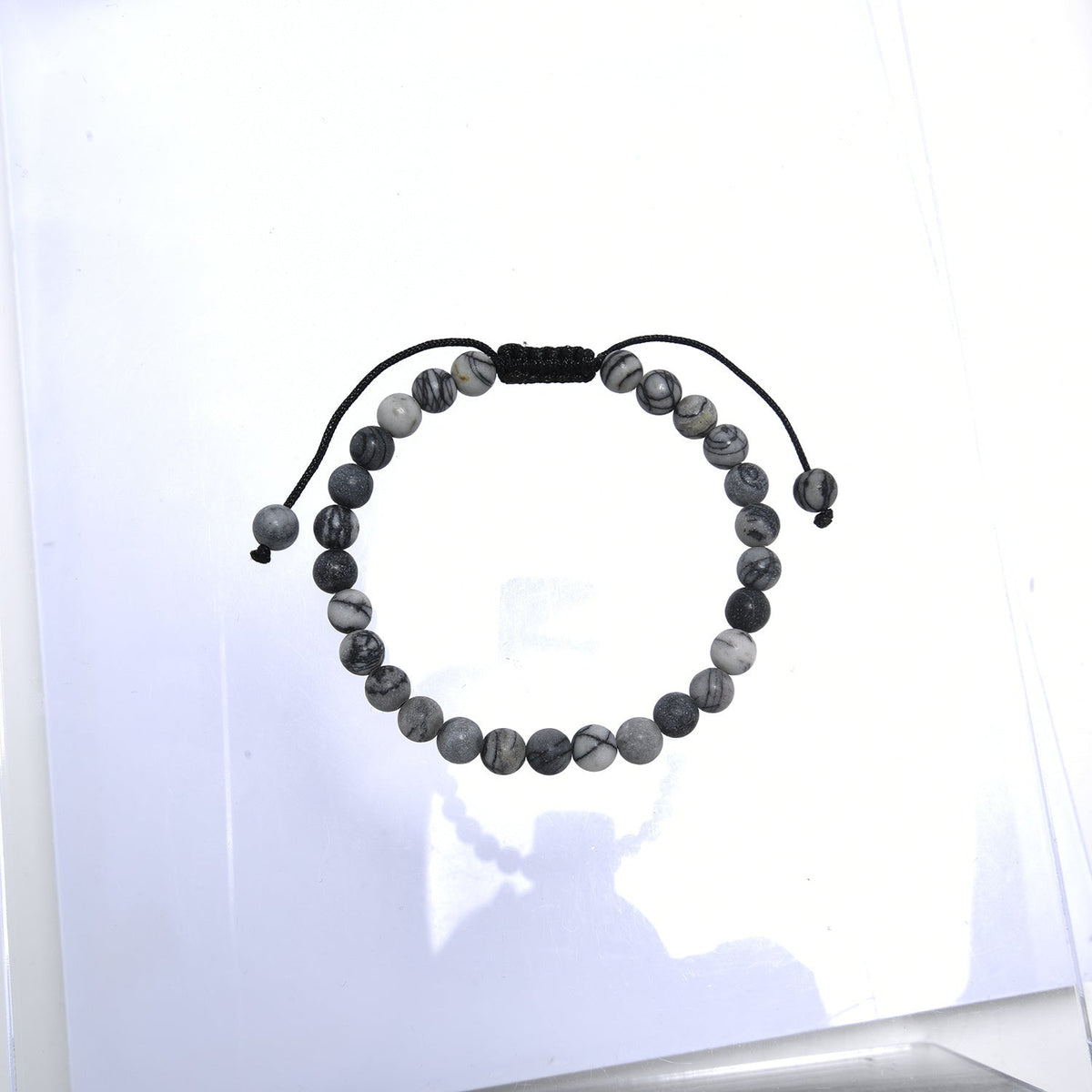 Black Network Stone-Matte Braided Bracelet B4153-8MM - view 5