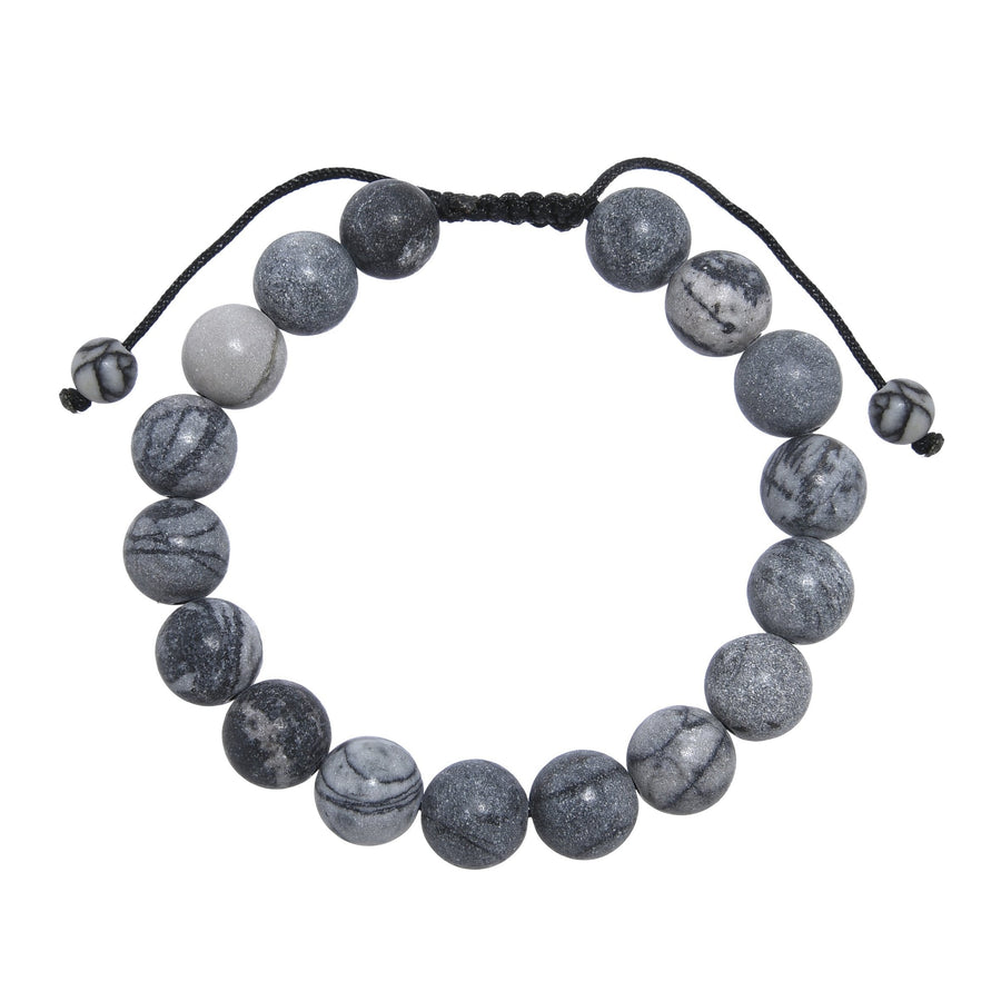 Black Network Stone-Matte Braided Bracelet B4153-10MM
