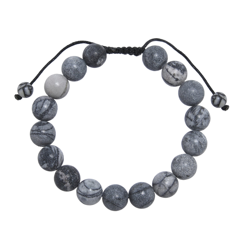 Black Network Stone-Matte Braided Bracelet B4153-6MM - view 3