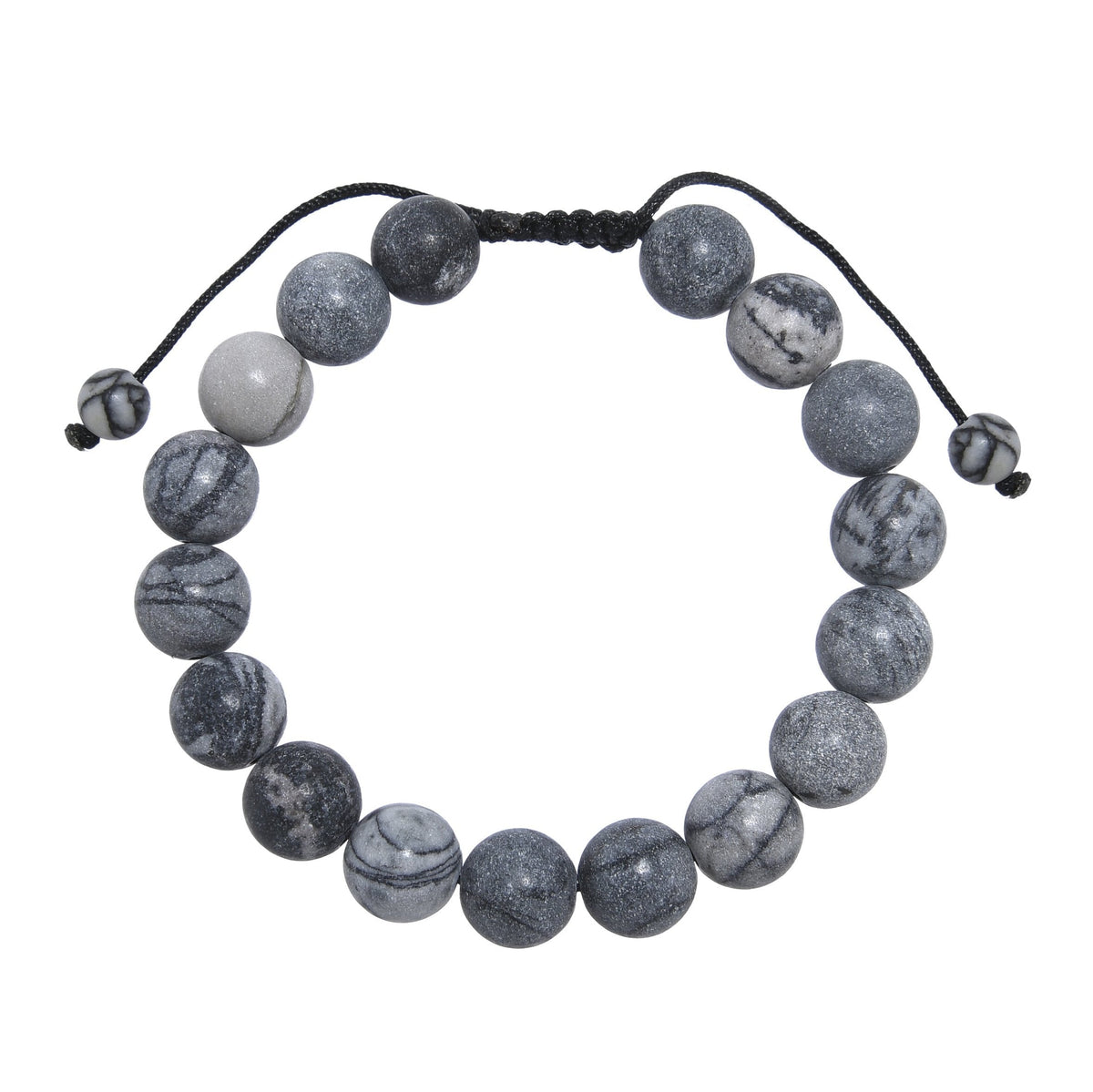 Black Network Stone-Matte Braided Bracelet B4153-6MM - view 3