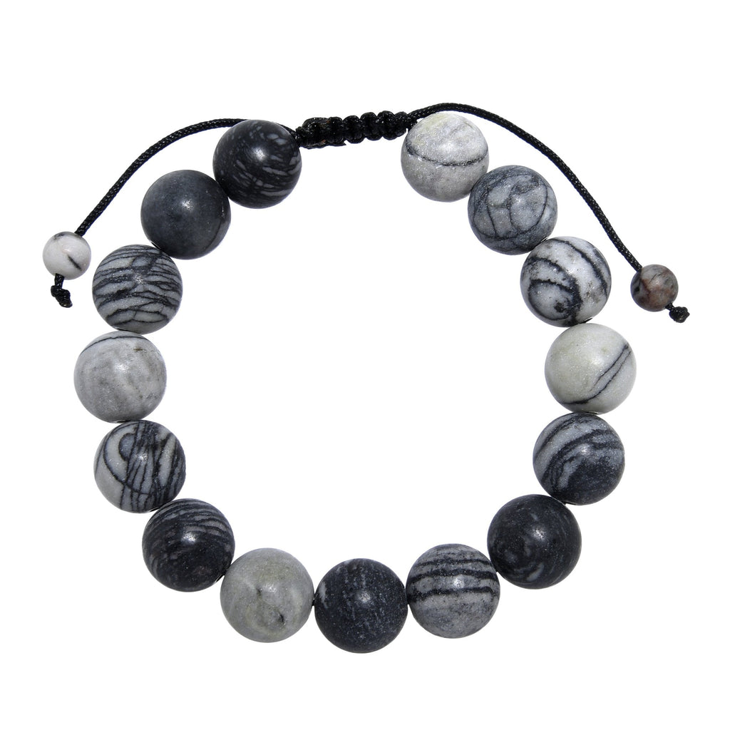 Black Network Stone-Matte Braided Bracelet B4153-8MM - view 2