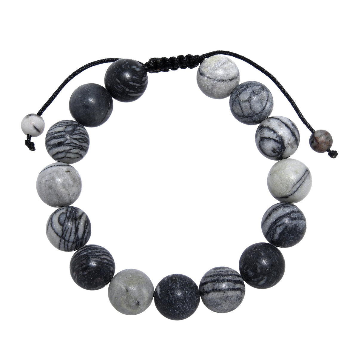 Black Network Stone-Matte Braided Bracelet B4153-8MM - view 2