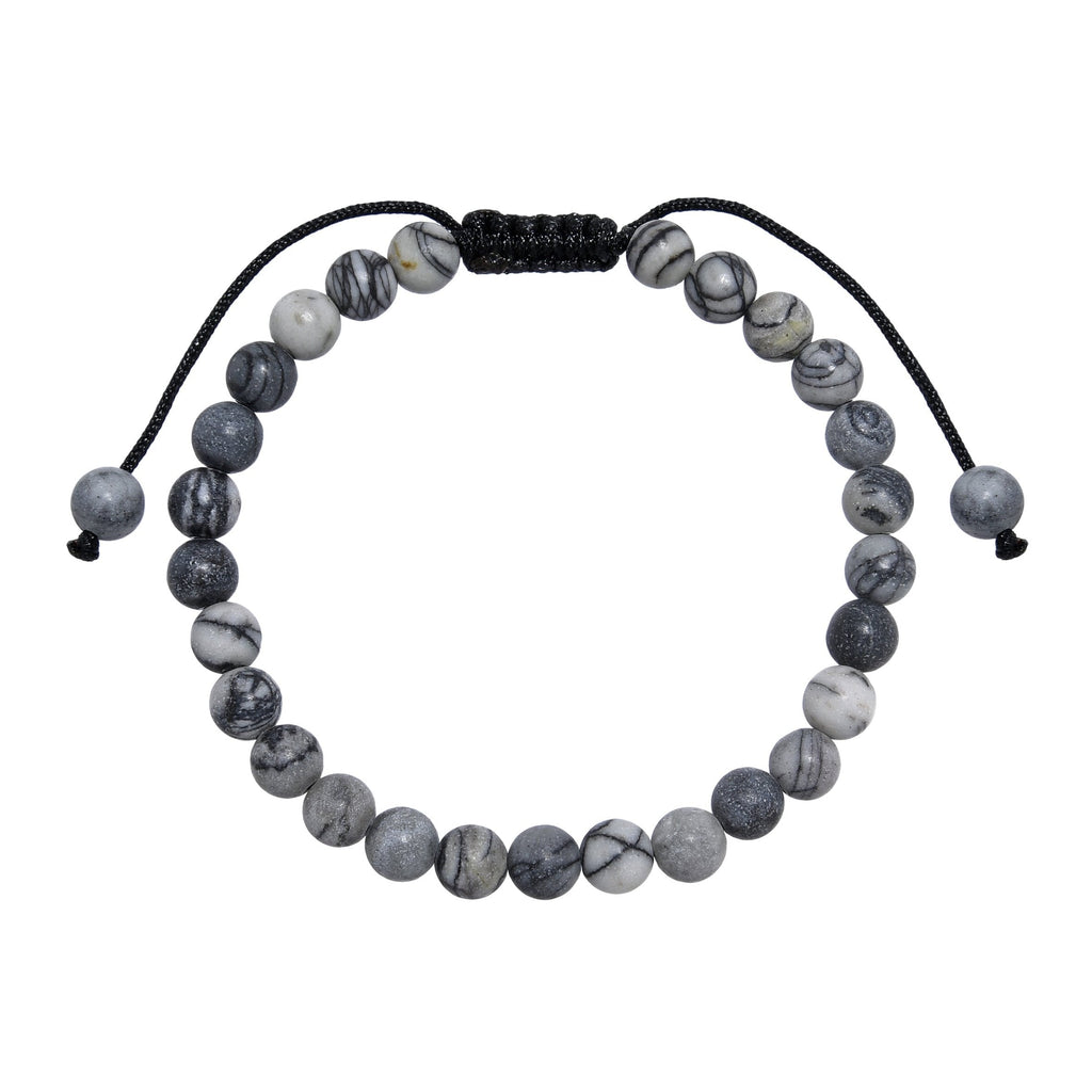 Black Network Stone-Matte Braided Bracelet B4153-6MM