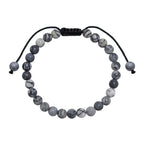 Black Network Stone-Matte Braided Bracelet B4153-6MM