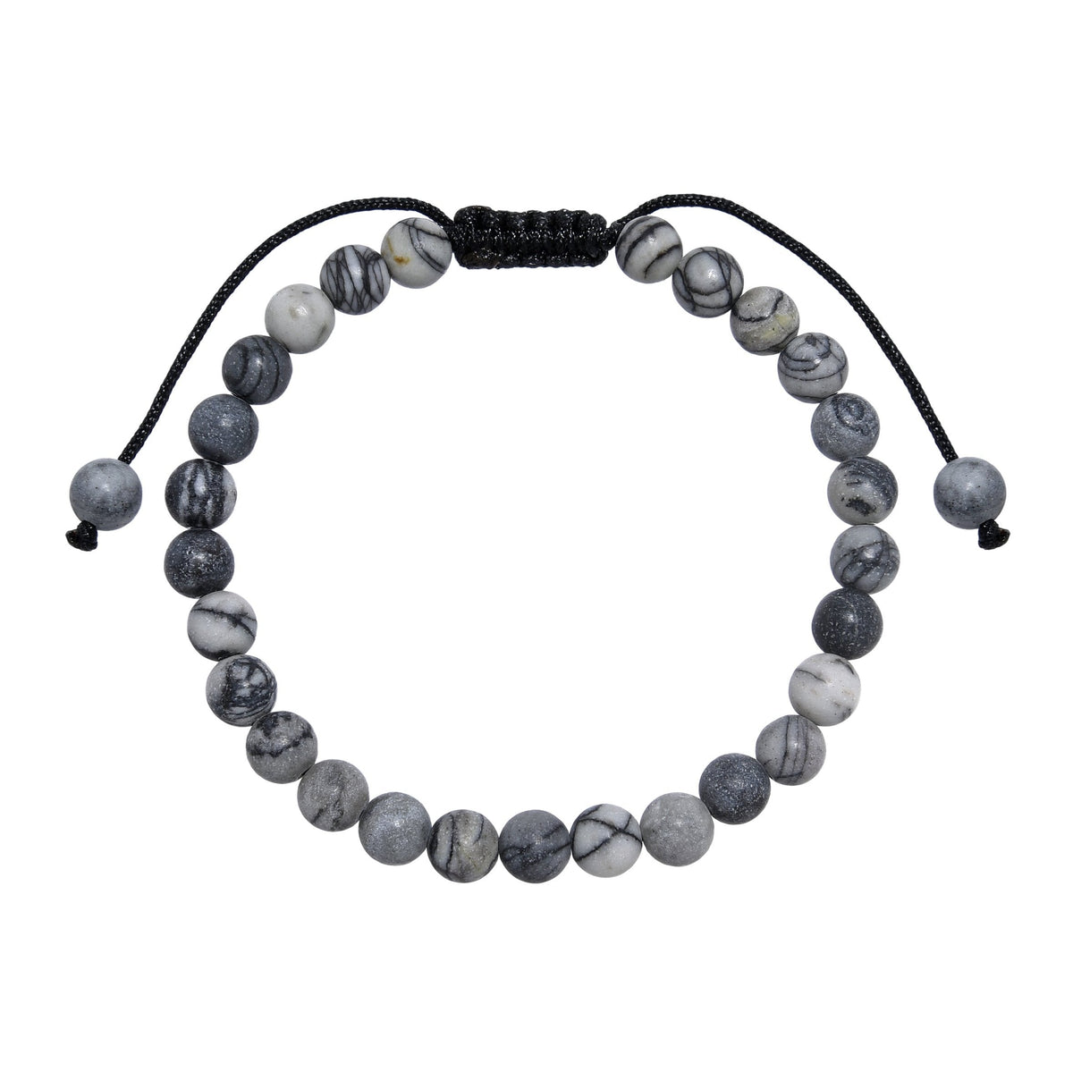 Black Network Stone-Matte Braided Bracelet B4153-6MM