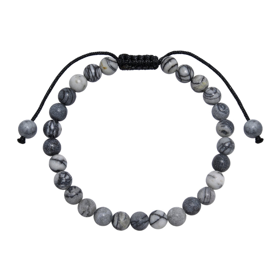 Black Network Stone-Matte Braided Bracelet B4153-6MM