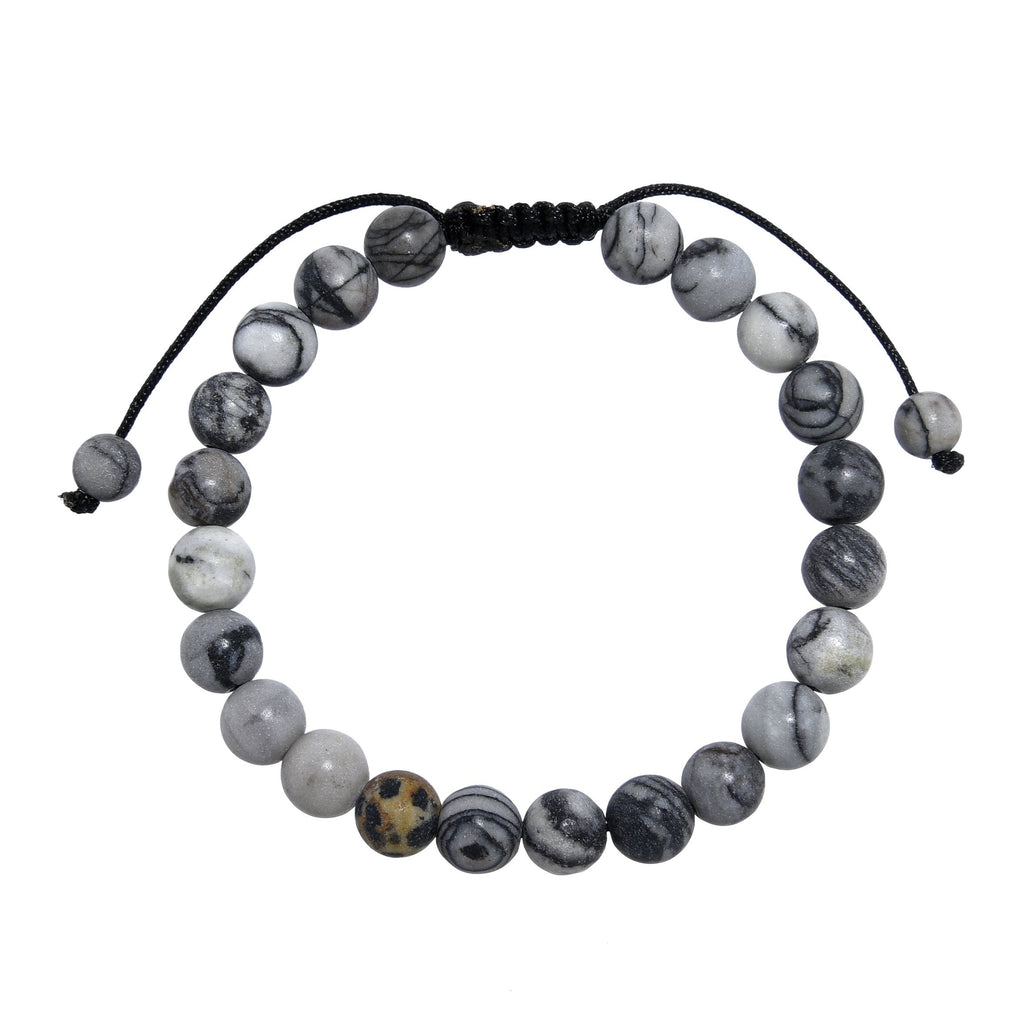 Black Network Stone-Matte Braided Bracelet B4153-10MM - view 4