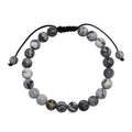 Black Network Stone-Matte Braided Bracelet B4153-8MM
