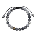 Black Network Stone-Matte Braided Bracelet B4153-8MM