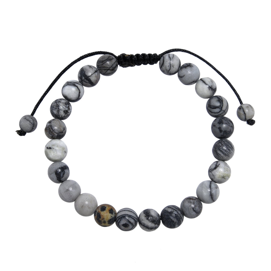 Black Network Stone-Matte Braided Bracelet B4153-8MM