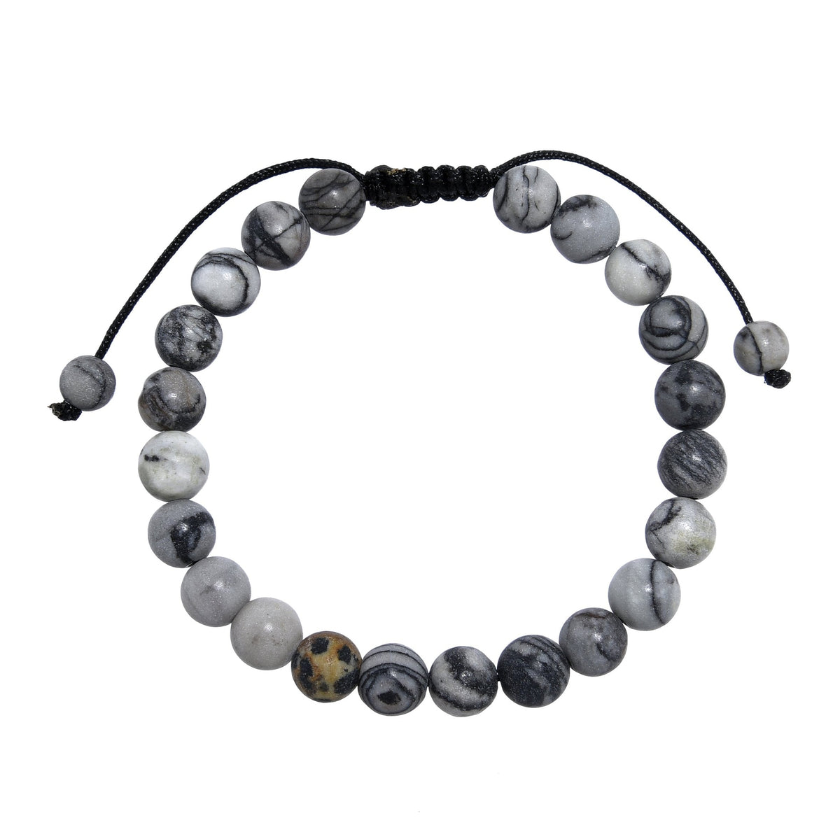 Black Network Stone-Matte Braided Bracelet B4153-6MM - view 4