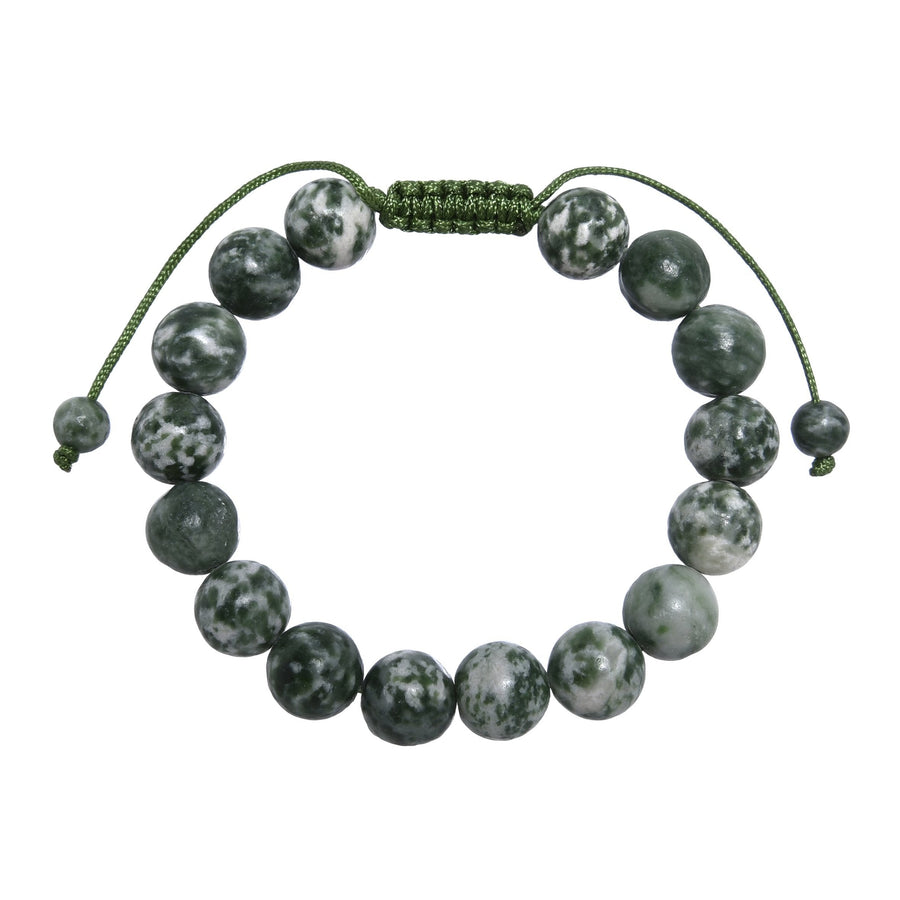Greenspot Jasper Stone Braided Bracelet B4162-10MM