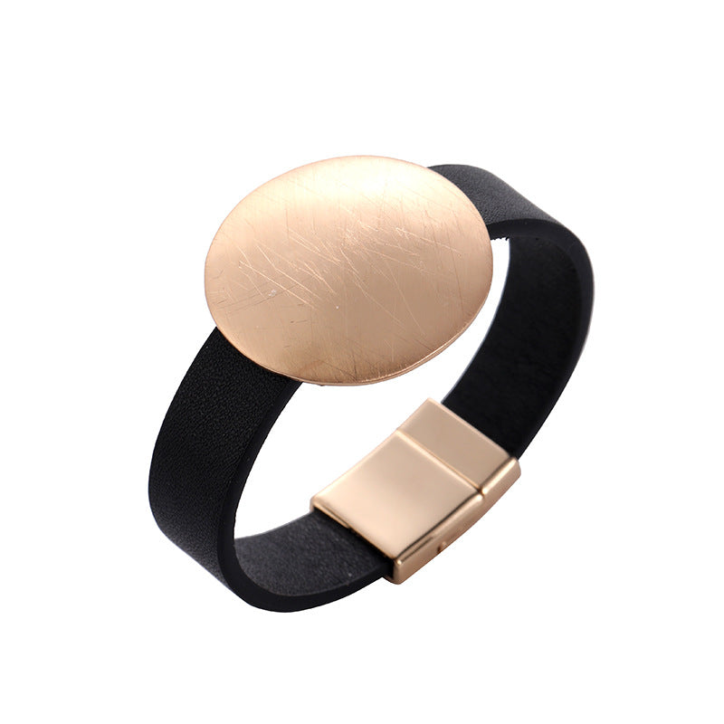 Round Vegan Leather Magnetic Bracelet B4184
