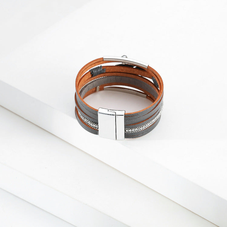 Feather Multilayer Leather Magnetic Bracelet B4189 - view 16