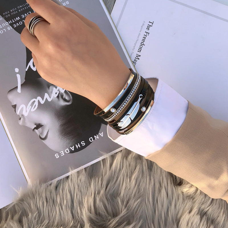 Feather Multilayer Leather Magnetic Bracelet B4189 - view 5
