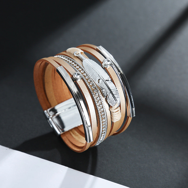 Feather Multilayer Leather Magnetic Bracelet B4189 - view 8