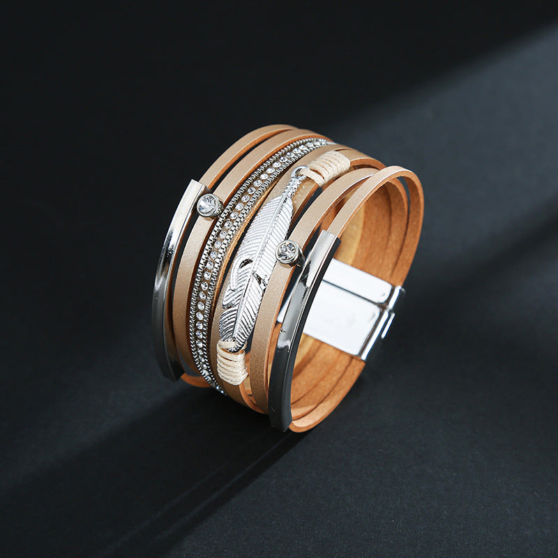 Feather Multilayer Leather Magnetic Bracelet B4189 - view 10