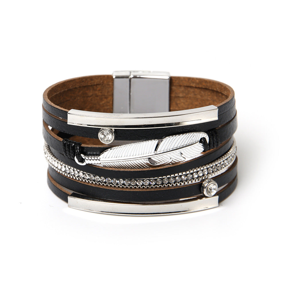 Feather Multilayer Leather Magnetic Bracelet B4189 - view 18