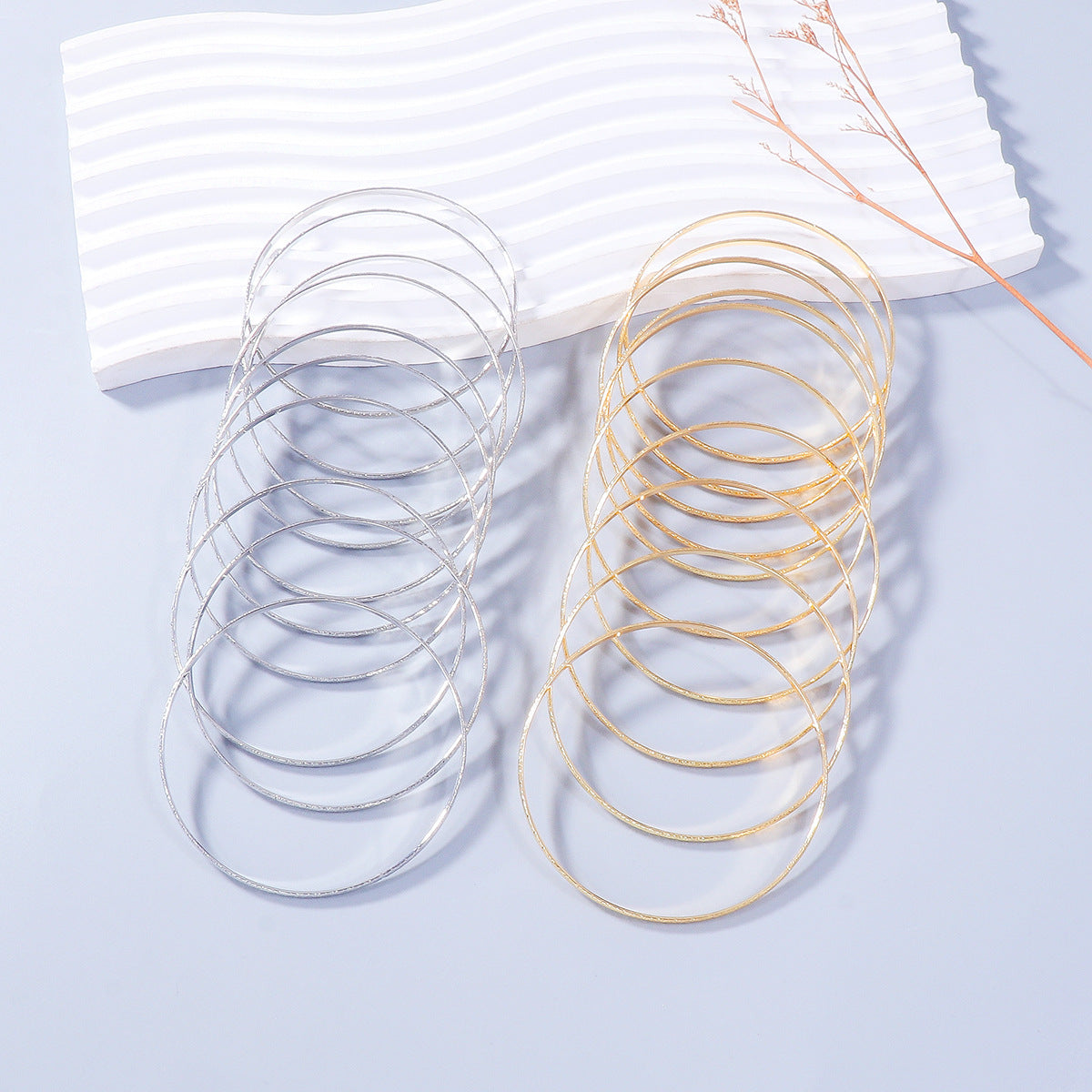 Stylish Set of 10 Gold Bangle Bracelets B4196-SET