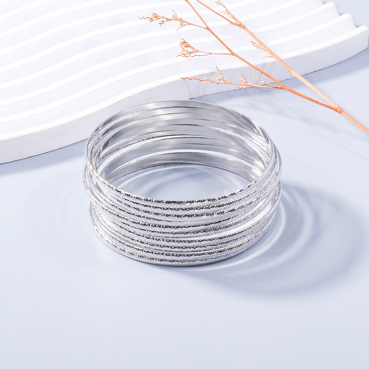 Stylish Set of 10 Gold Bangle Bracelets B4196-SET