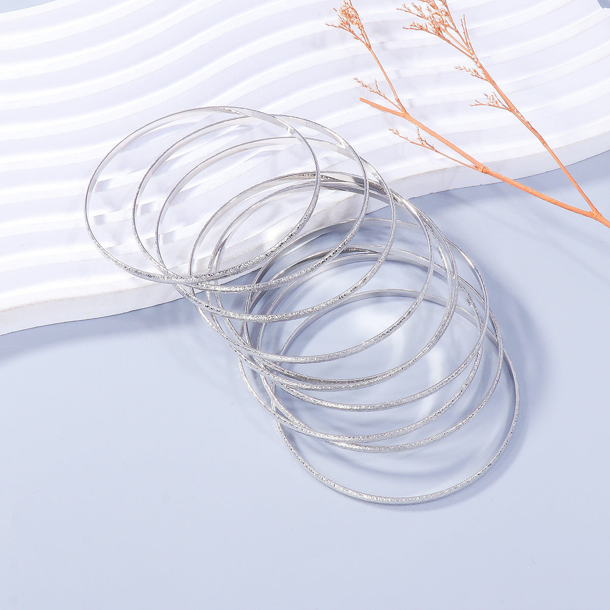 Stylish Set of 10 Gold Bangle Bracelets B4196-SET