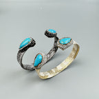 Turquoise Rhinestone Leather Cuff Bracelet B4231