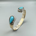Turquoise Rhinestone Leather Cuff Bracelet B4231