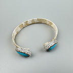 Turquoise Rhinestone Leather Cuff Bracelet B4231