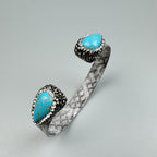 Turquoise Rhinestone Leather Cuff Bracelet B4231