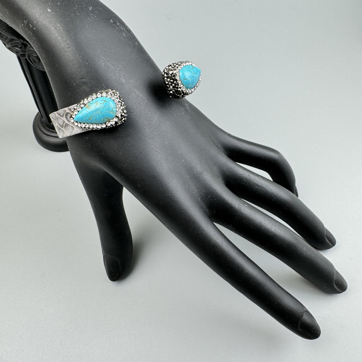 Turquoise Rhinestone Leather Cuff Bracelet B4231