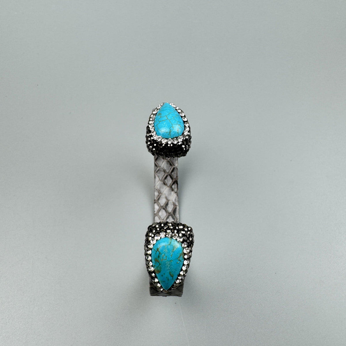 Turquoise Rhinestone Leather Cuff Bracelet B4231