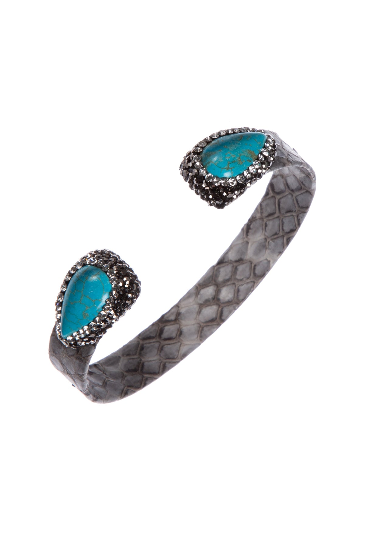Turquoise Rhinestone Leather Cuff Bracelet B4231