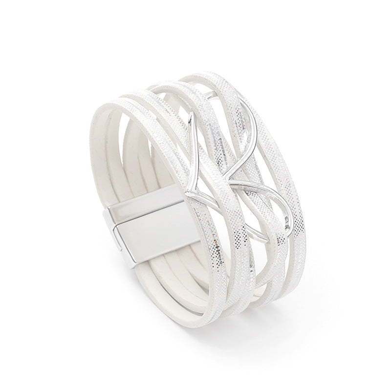 Heart-Shaped Multi-Layer Leatherette Magnetic Bracelet B4249 - view 8