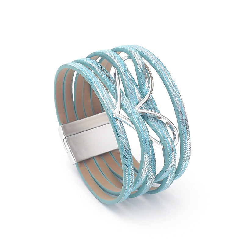 Heart-Shaped Multi-Layer Leatherette Magnetic Bracelet B4249 - view 7