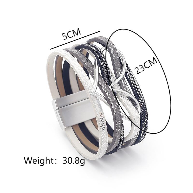 Heart-Shaped Multi-Layer Leatherette Magnetic Bracelet B4249 - view 10